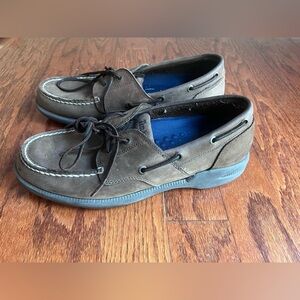 Timberland Brown Boat Shoes with Blue Insoles